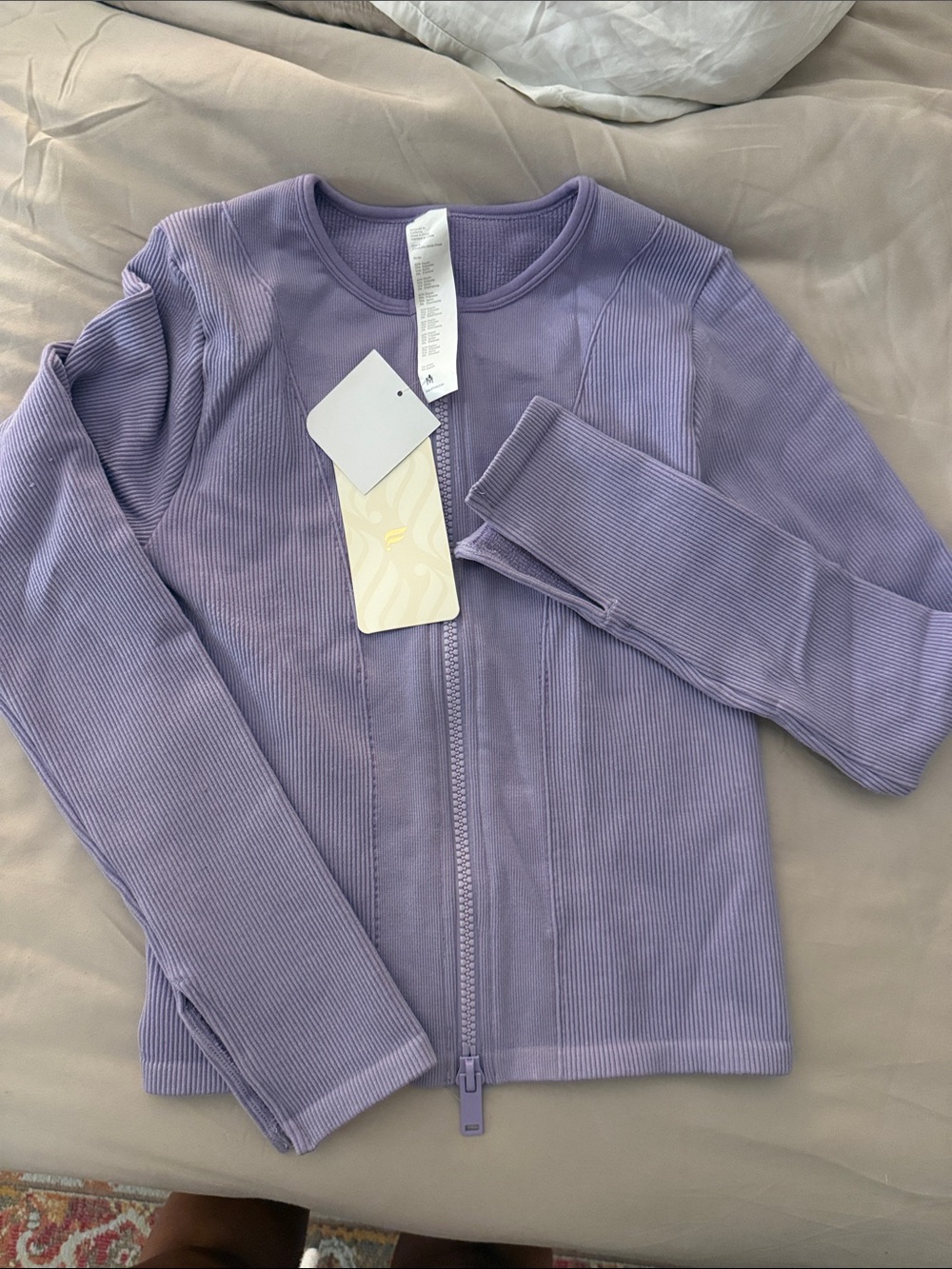 Fabletics women’s Lavender Zip-Up Ribbed Hoodie